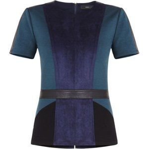 BCBGMaxAzria Blue and Black Colorblock Top